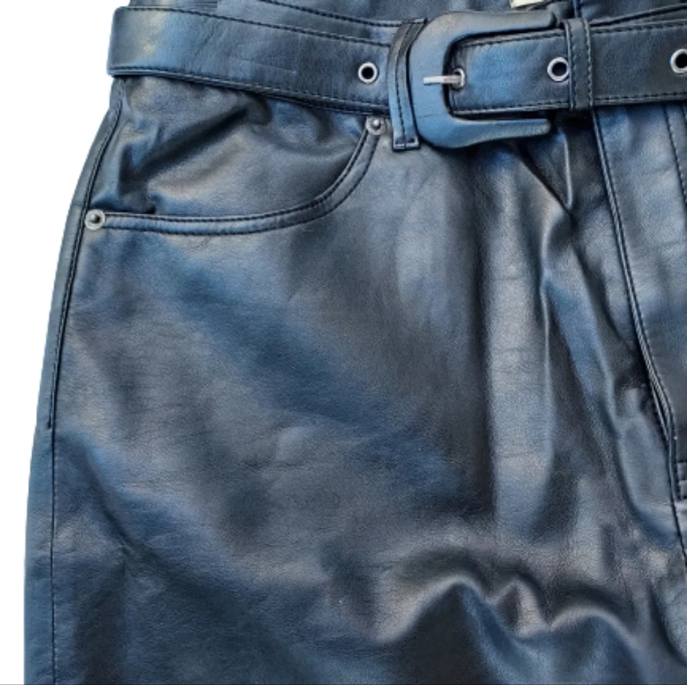 Free People Black Vegan Faux Leather High Rise Tapered Pant Size 31 NEW NWT
